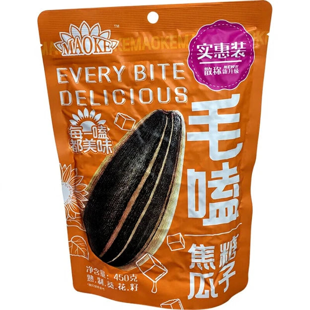毛嗑 焦糖瓜子 450克 /Geröstete Sonnenblumenkerne Karamellgeschmack 450g MAOKE