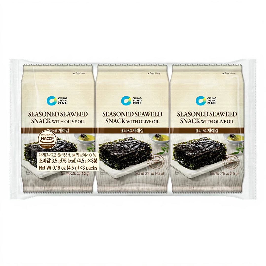 清净园 韩式海苔 橄榄油海苔小吃 3连包 /Gerösteter &amp; gewürzter Algensnack mit Olivenöl 4,5g * 3 CJO