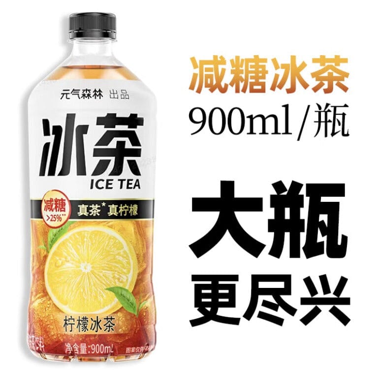 元气森林 减糖 柠檬冰茶 冰爆柠檬 900毫升 /Teagetränk Eistee Zitronegeschmack 900ml CHI FOREST