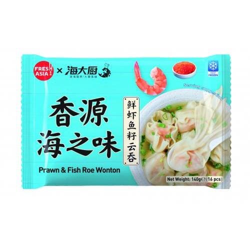 冰冻-Tiefgefroren 香源 海大厨 鲜虾鱼籽云吞 馄饨 含配料包 140克 /Premium Wonton mit Garnelen und Fischrogen 140g FRESHASIA