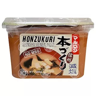 日本料理酱 减盐味噌酱 500克 盒装 /Miso Paste Reduzierter Salzgehalt 500g HONZUKURI
