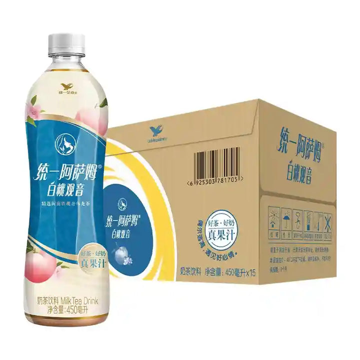 统一 阿萨姆 白桃观音奶茶 450毫升 /Milchtee mit weißer Pfirsich und Guanyin 450ml Uni President
