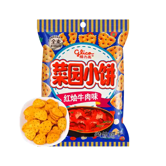 格力高 菜园小饼 红烩牛肉味 80克 /Kekse geschmorte Rindfleisch Geschmack 80g GLICO
