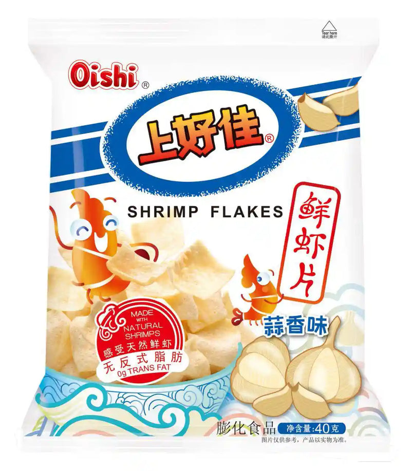 上好佳 鲜虾片 蒜香味 40克 /Krabbenchips Knoblauch Geschmack 40g OISHI