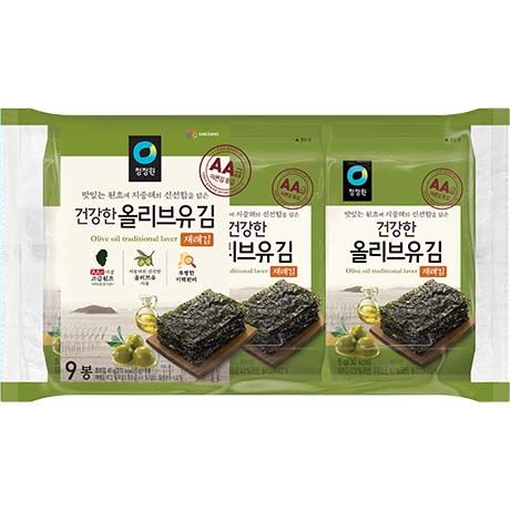 清净园 韩式海苔 橄榄油即食海苔 9连包 /Gerösteter &amp; gewürzter Algensnack mit Olivenöl 5g * 9 CJO