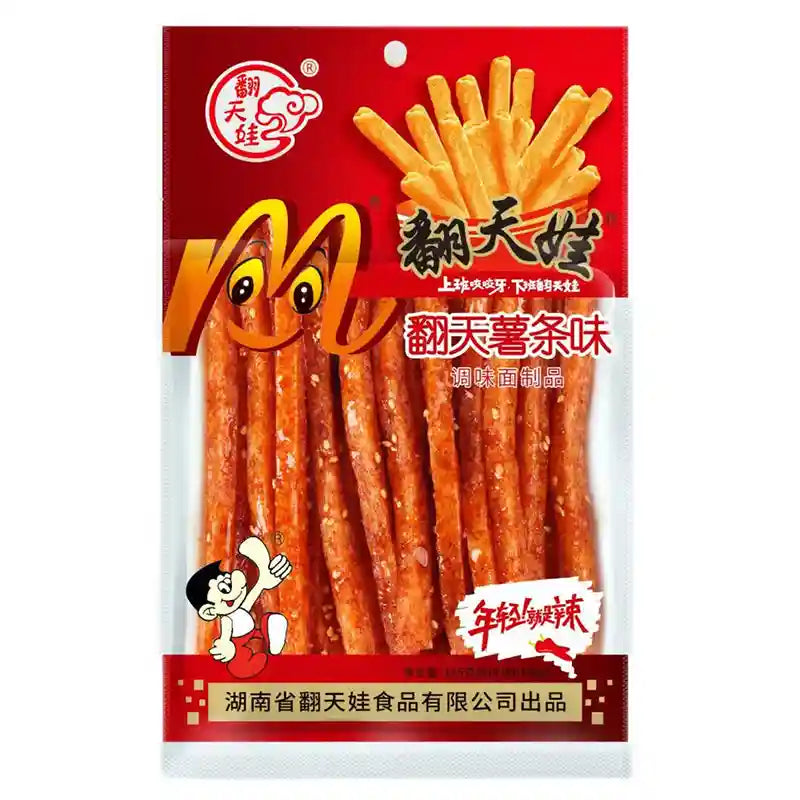 翻天娃 辣条 翻天大薯条 136克 /Gluten Streifen scharf Pommesgeschmack 136g