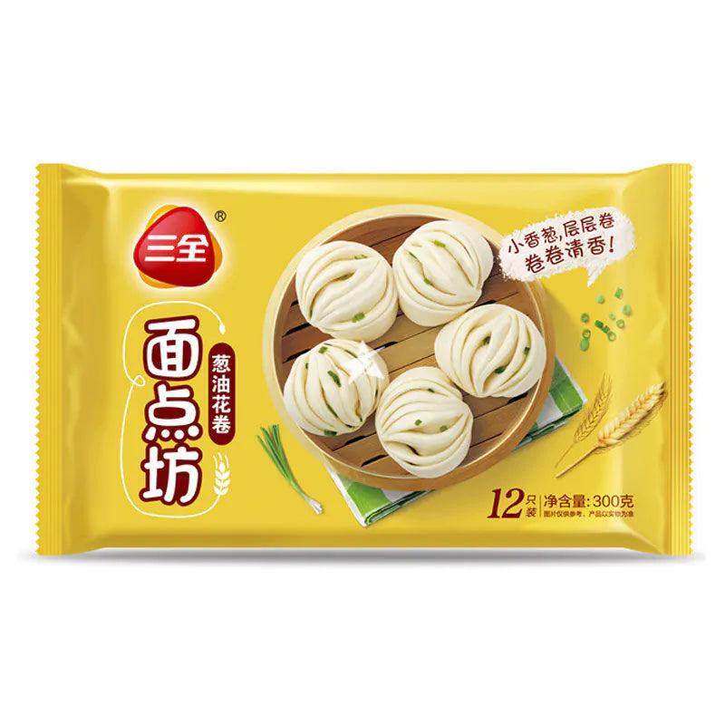 冰冻-Tiefgefroren! 三全 葱油花卷 300克 /Hefeklöschen mit Lauchzwiebel 300g SANQUAN