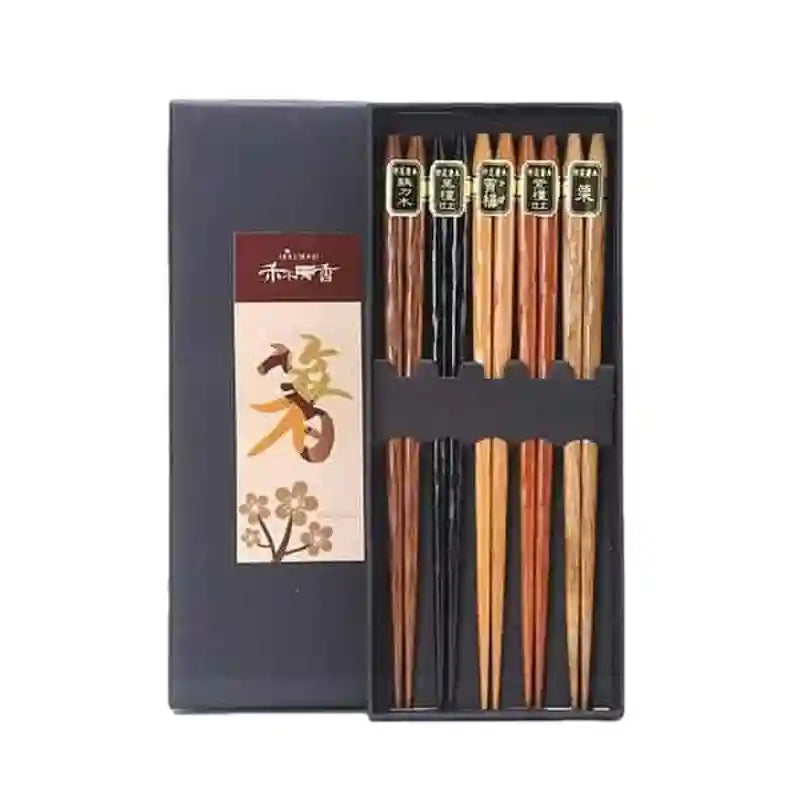 双枪 天香⽲⽊筷 五福临⻔ 5双装 实⽊ /Essstäbchen Geschenkbox Glückseligkeit 243*106*18mm SunCha