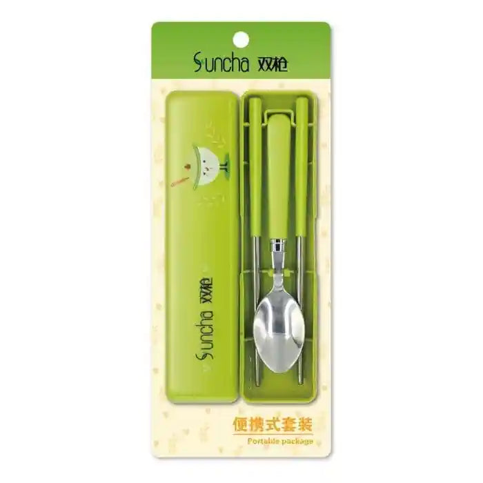 双枪 不锈钢便携式餐具套装 /Tragbares Besteckset 2-teilig Edelstahl SunCha