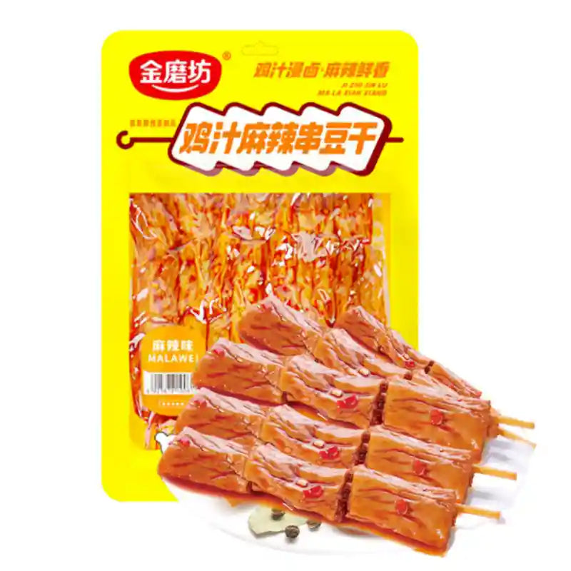 金磨坊 鸡汁麻辣串豆干 80克 /Vegetarische Fleischspieße scharfer Hühnchengeschmack 80g JMF