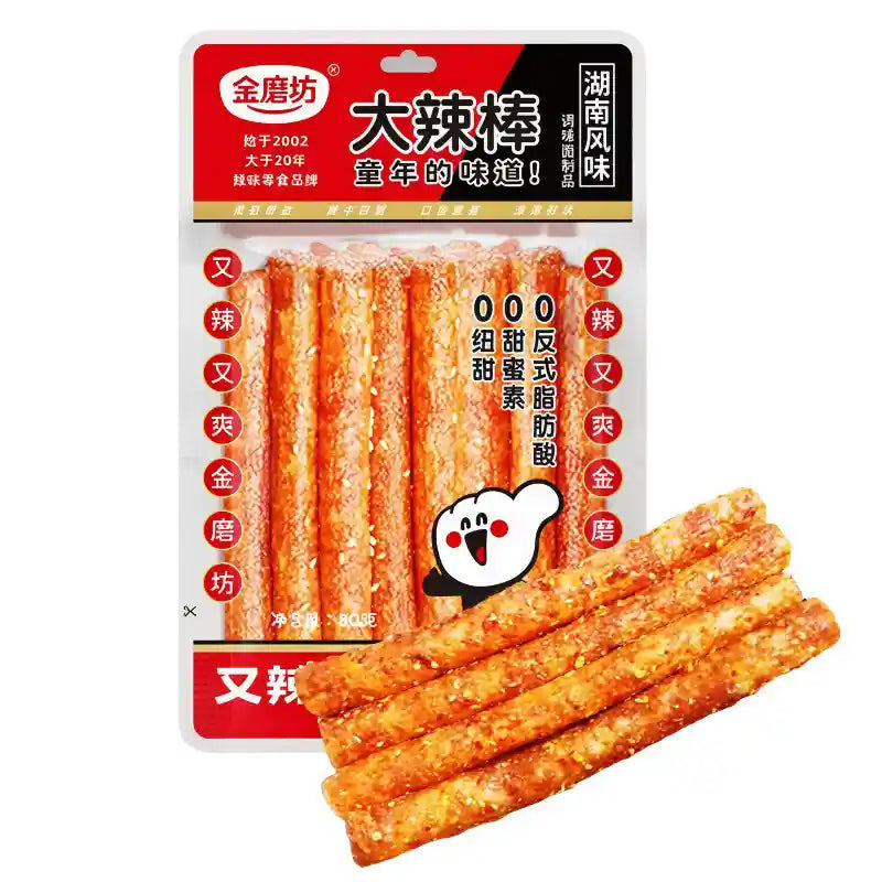 金磨坊 大辣棒 湖南风味 80克 /Würziger Weizensnack Gluten Streifen scharf 80g JMF