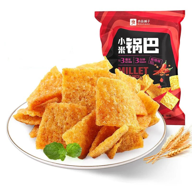 良品铺子 小米锅巴 麻辣味 90克 /Knusprige Hirse Hot & Spicy 90g BESTORE