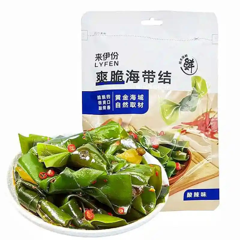 来伊份 爽脆海带结 酸辣味 132克 /Knusprige Kelpknoten würzig-saurer Geschmack 132g LYF