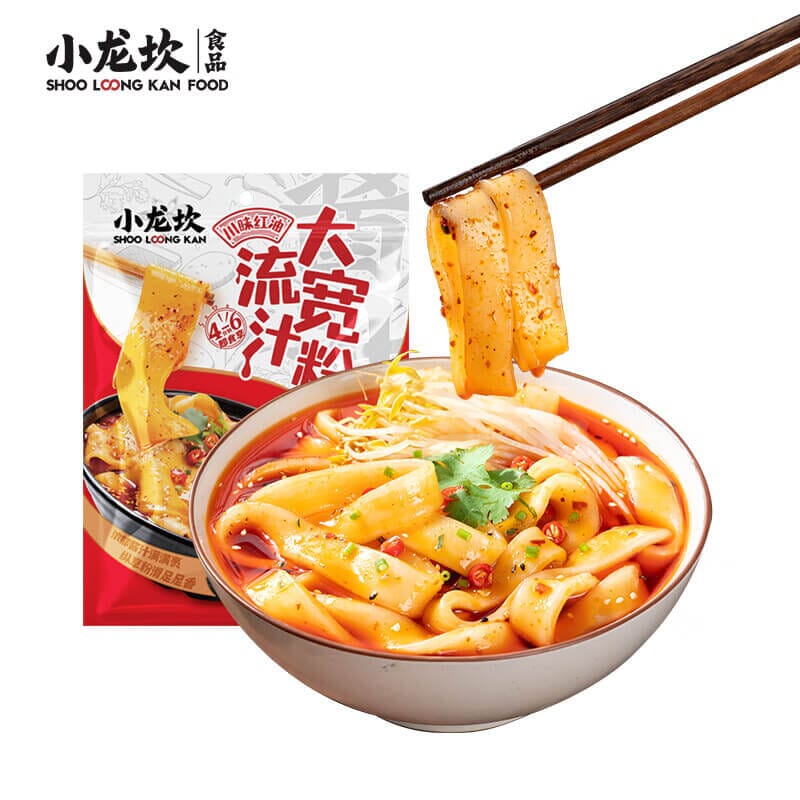 小龙坎 川味红油流汁大宽粉 270克 /Instant breiten Nudeln Scharf 270g SHOOLOONGKAN