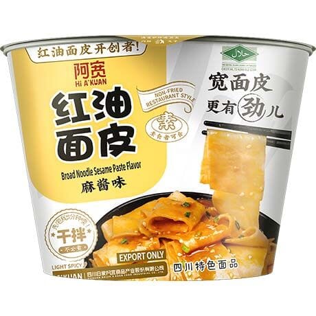 白家阿宽 红油面皮 干拌面皮 麻酱味 碗装 115克 /Sichuan Breit Nudeln Sesamgeschmack Schüssel 115g BAIJIA