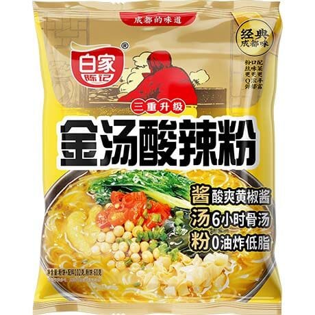 白家陈记 小白君 金汤酸辣粉 85克 /Instant Süßkartorffelnudeln Sauer-Scharf Chongqing-Art 85g Baijia