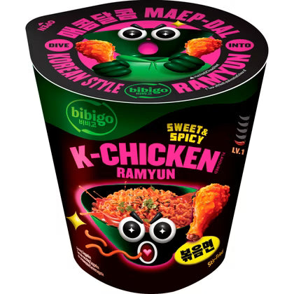 必品阁 韩式炸鸡味拉面 甜辣味 碗装 98克 /K Chicken Geschmack Ramyun Süß &amp; Schar 98g Bibigo