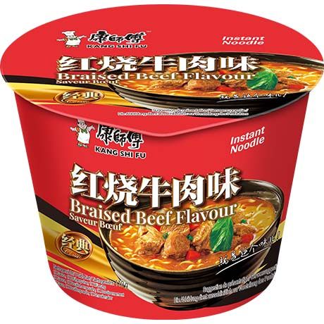 康师傅 红烧牛肉味方便面 桶面 110克 /Instantnudeln geschmortes Rindfleisch Geschmack Schüssel 110g KangShiFu