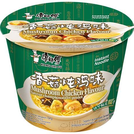 康师傅 香菇炖鸡味方便面 桶面 104克 /Instant Nudelnsuppe Hühner Pilze Geschmack Schüssel 104g KangShiFu