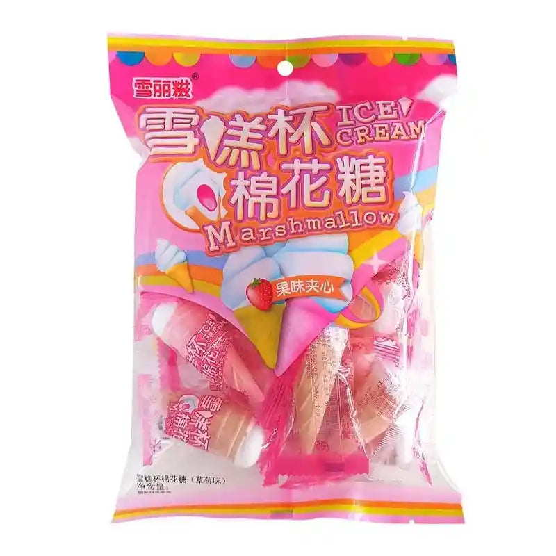 森和园 雪丽糍 雪糕杯棉花糖 草莓味 70克 /Eiswaffelform Marshmallow Erdbeergeschmack mit Füllung 70g SHY