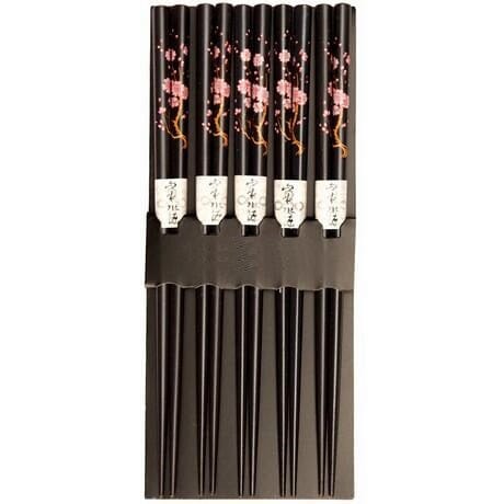 日式筷子 黑色 五双 /Japanische Essstäbchen Schwarz 5Paar