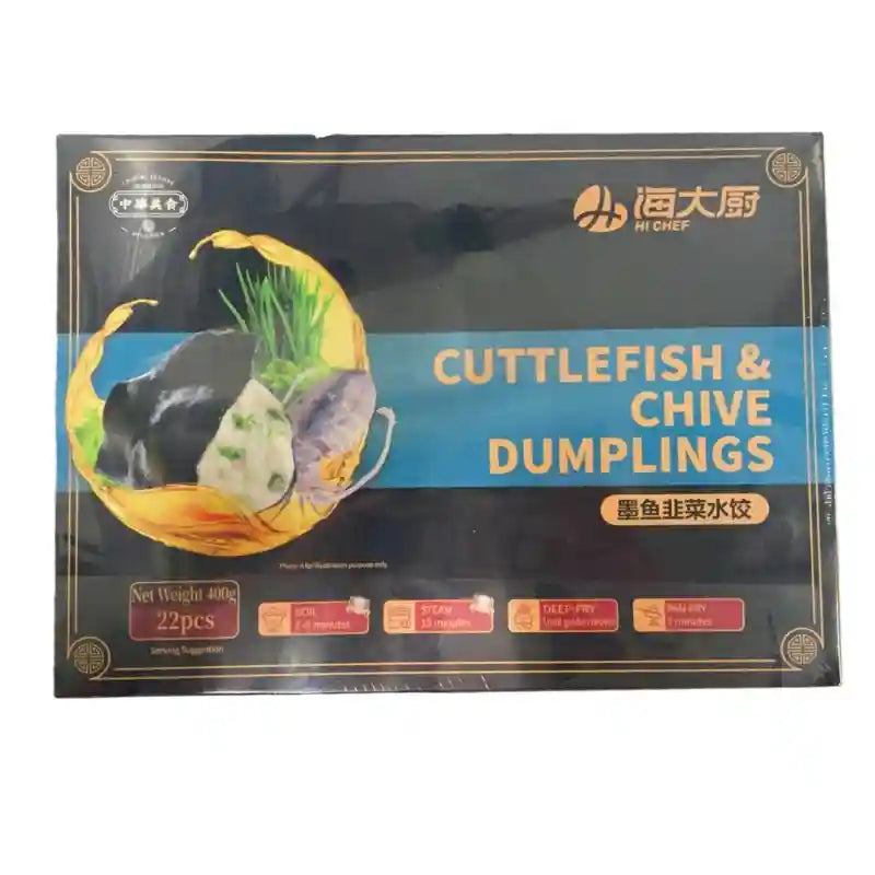 冰冻-Tiefgefroren! 海大厨 墨鱼韭菜水饺 22个 /Knödel Dumplings Teigtaschen mit Tintenfisch und Schnittlauch 22 Stück HI CHEF