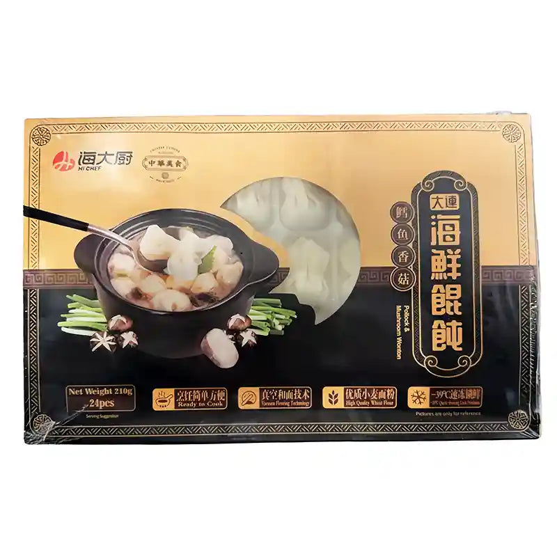 冰冻-Tiefgefroren! 海大厨 鳕鱼香菇馄饨 云吞 24个 /Wontons mit Kabeljau und Shiitake Pilze 24 Stück HI CHEF