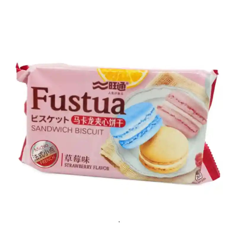 旺通 马卡龙夹心饼干 草莓味 100克 /Macaron Sandwich Kekse mit Erdbeergeschmack 100g WANGTONG