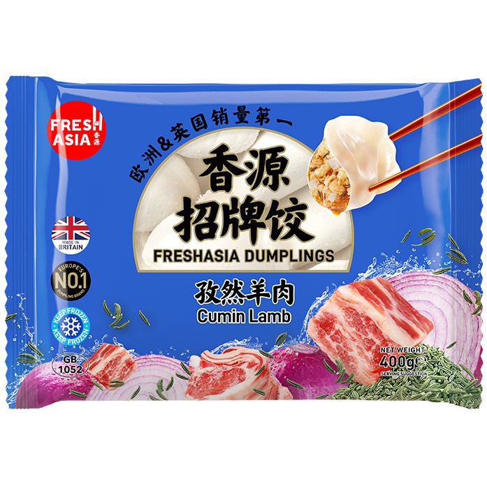 冰冻-Tiefgefroren! 香源 孜然羊肉水饺 400克 /Chinesische Teigtaschen Dumpling mit Lammfleisch und Kreuzkümmel 400g FRESHASIA