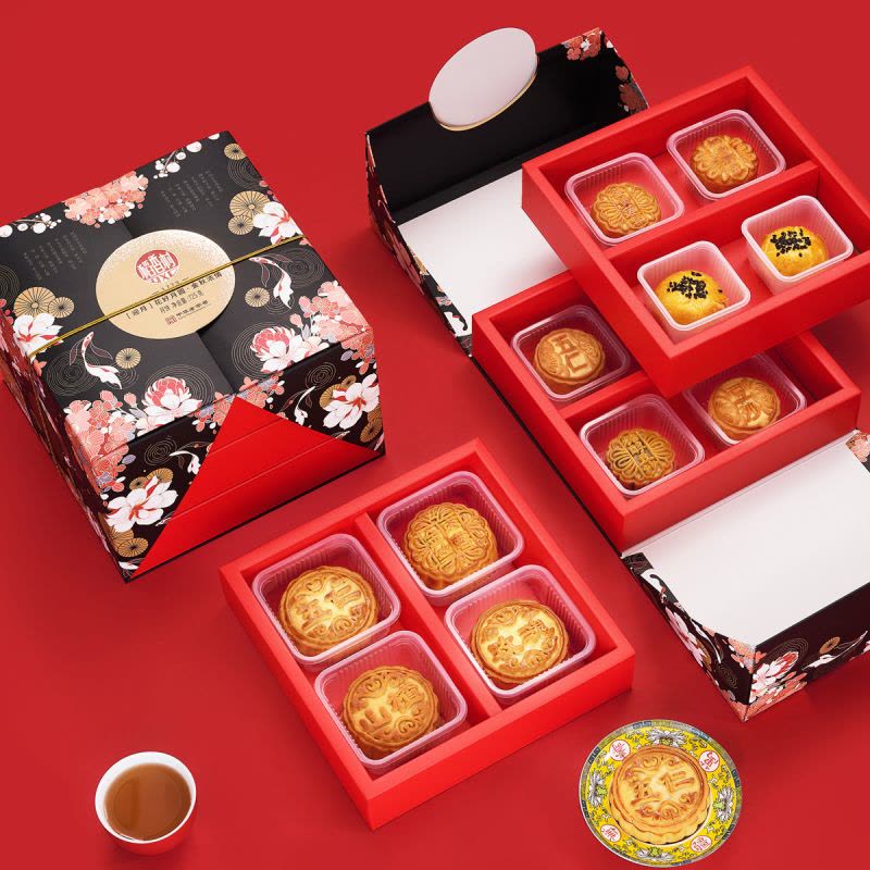 稻香村月饼 迎月 礼盒装 640克 /Mondkuchen Rührkuchen Mix Geschenkbox 640g DXC
