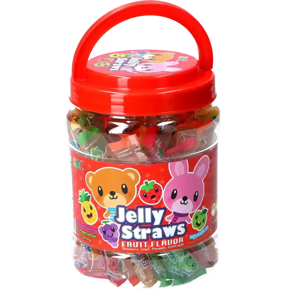 小熊小兔果冻条 混合桶装 800克 /Jelly Gelee- Strohhalme Mix Bear and Bunny 800g ABC