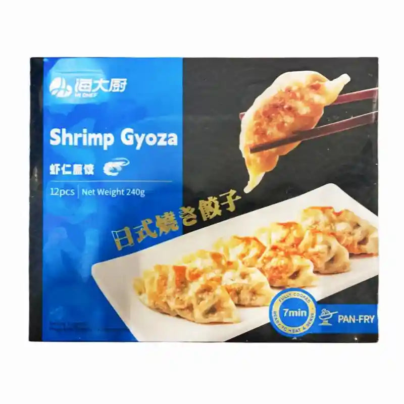 冰冻-Tiefgefroren! 海大厨 虾仁圆白菜煎饺 12个 /Gyoza Dumplings gebratene Teigtaschen mit Garnelen und Kohl 12 Stück HI CHEF