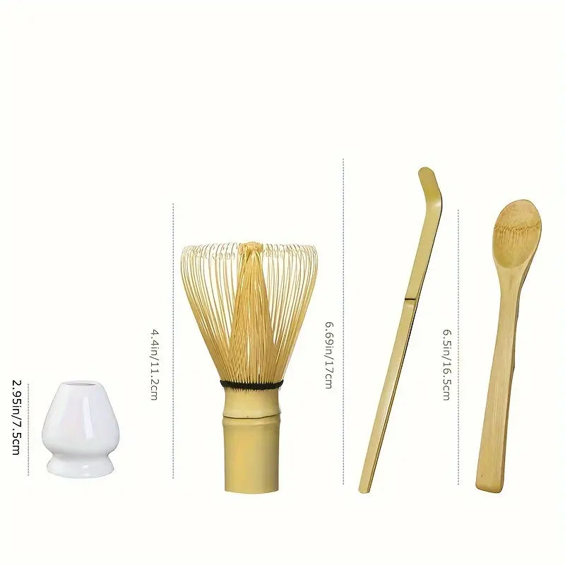 日本抹茶仪式套装 茶筅 茶杓 茶匙 抹茶筅架 /Matcha Grüntee Pulver Set Schneebesen + Traditioneller Löffel + Teelöffel + Schneebesenhalter