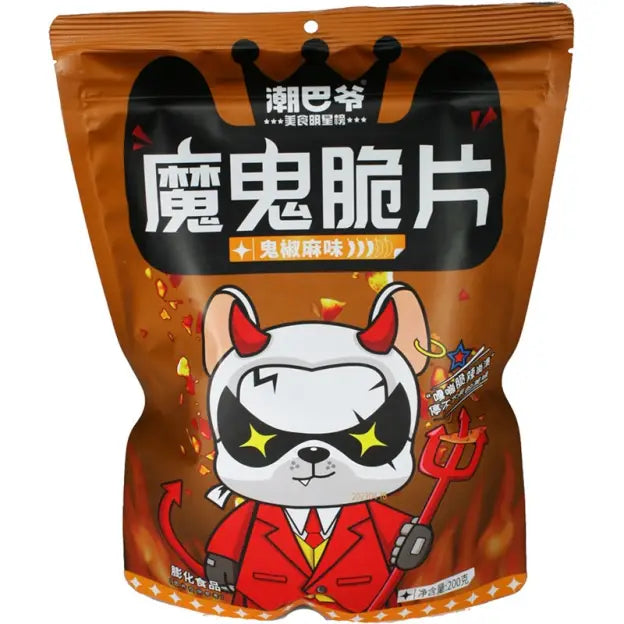 潮巴爷 魔鬼脆片 鬼椒麻味 200克 /Knusprige Scheibe Teufels Snack 200g ChaoBaYe