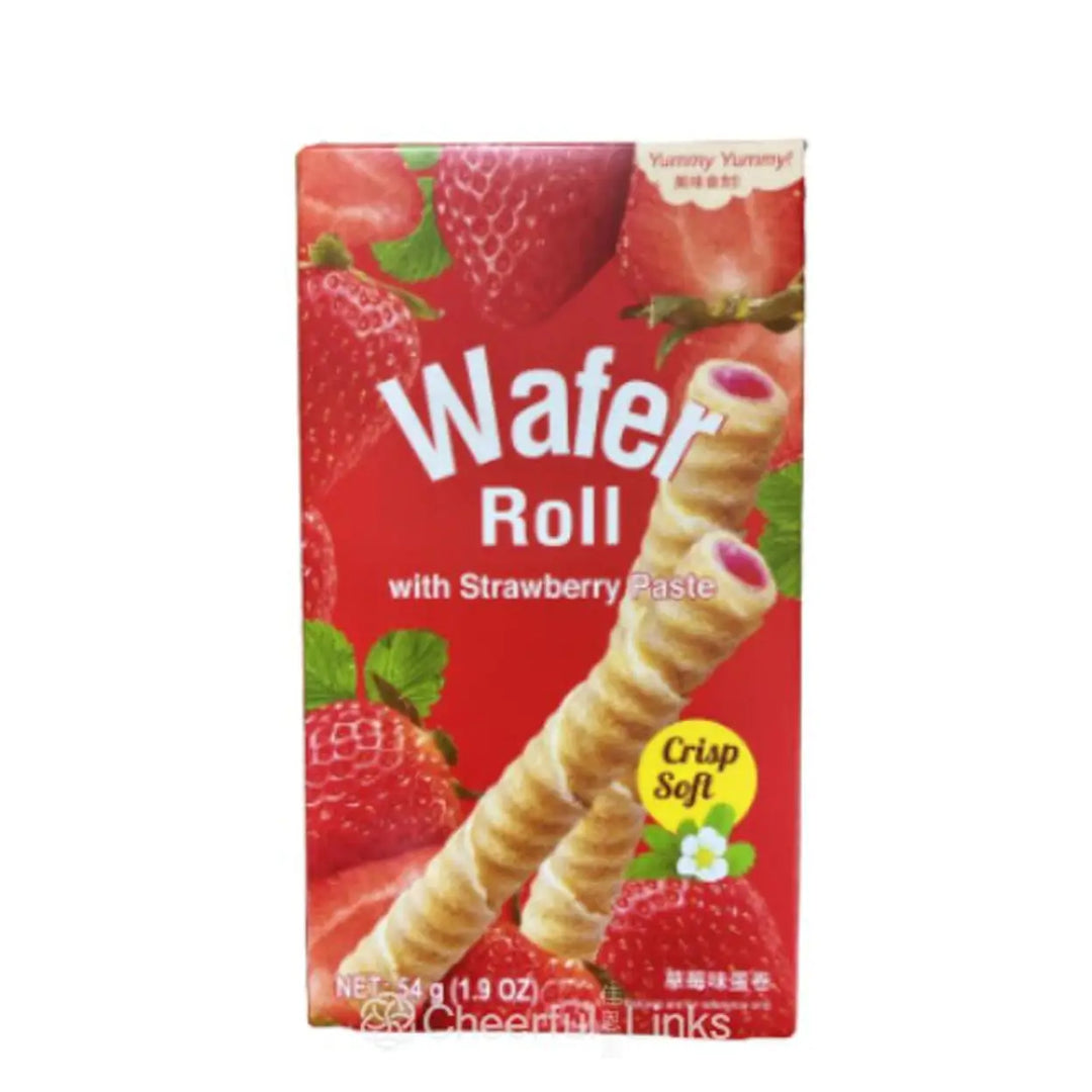 草莓酱威化卷 54克 /Waffelrolle mit Erdbeerpaste 54g Yummy Yummy