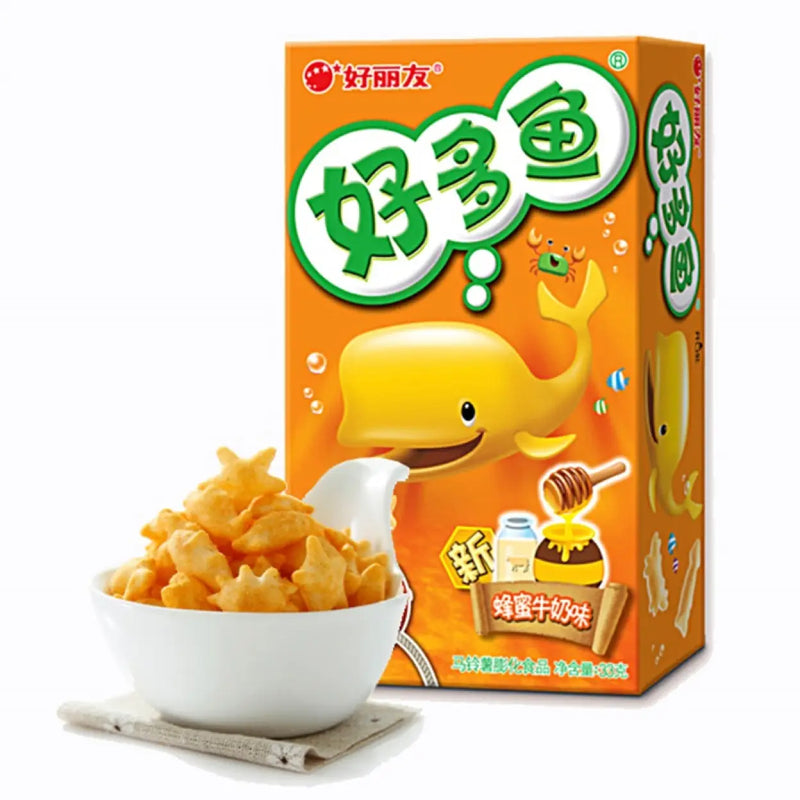 好丽友 好多鱼 蜂蜜牛奶味 33克 /knusprige Keks mit Hönig und Milch 33g Orion