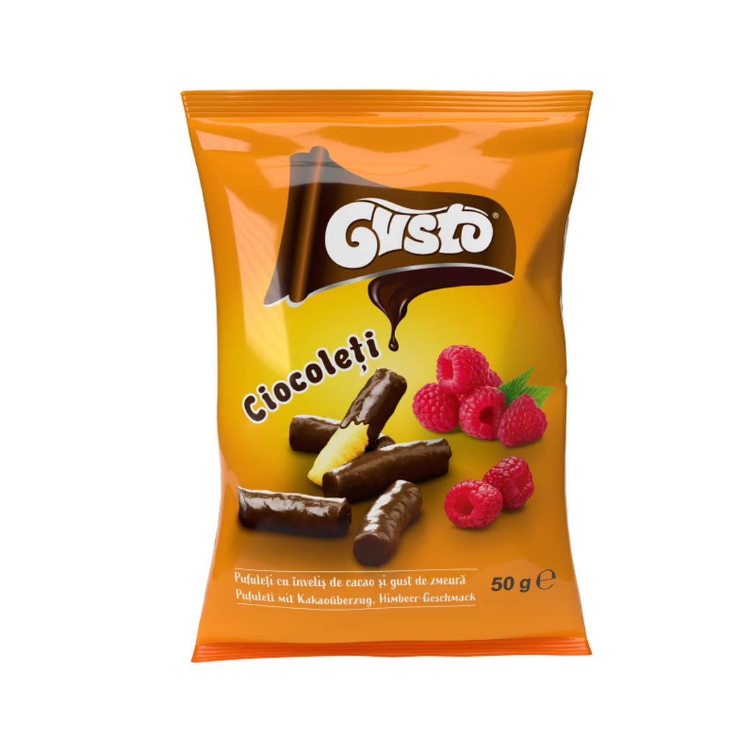 覆盆子巧克力涂层 玉米脆条 50克 /Ciocoleti Himbeer Schoko Puffsticks 50g Gusto