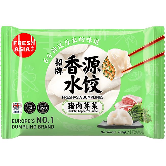 冰冻-Tiefgefroren! 香源 猪肉荠菜水饺 400克 /Teigtaschen mit  Schweinefleisch und Hirtengeldbörse 400g FRESHASIA