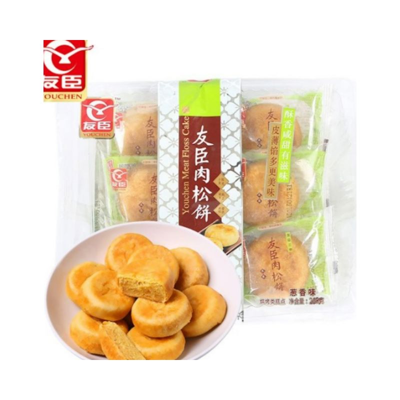友臣 肉松饼 葱香味 一袋 208克 /Kuchen mit Schweinefleischseide Frühlingszwiebel Geschmack 208g Youchen
