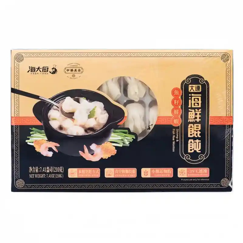 冰冻-Tiefgefroren! 海大厨 鲜虾鱼籽馄饨 云吞 24个 /Wontons mit Garnelen und Fischrogen 24 Stück HI CHEF