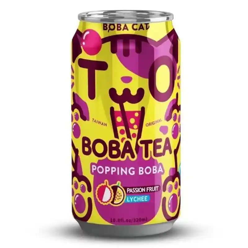 BobaCat 百香果荔枝味 波霸奶茶 315毫升 /Popping Boba Tee Maracuja‑ Litschi Geschmack 315ml Boba