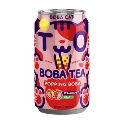 BobaCat 桃子草莓味 波霸奶茶 315毫升 /Popping Boba Tee Pfirsich Erdbeer Geschmack 315ml Boba