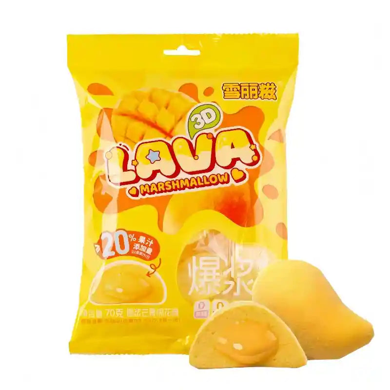森和园 雪丽糍 爆浆棉花糖 芒果味 70克 /Flüssiges Kern Marshmallow Mango Geschmack 70g