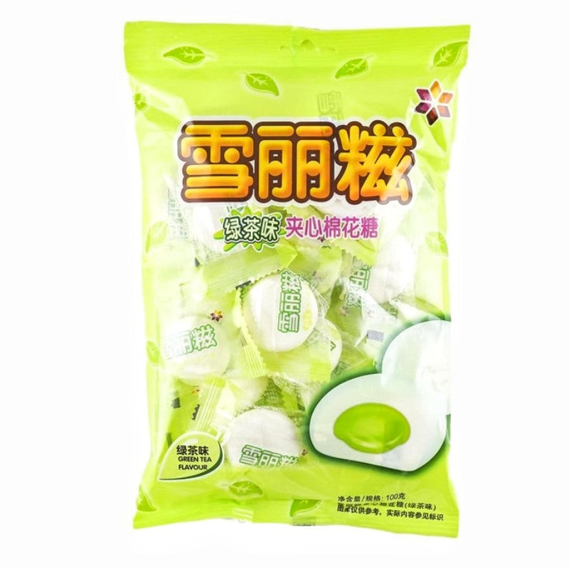 森和园 雪丽糍 夹心棉花糖 绿茶味 100克 /Marshmallow Geschmack nach grünem Tee mit Füllung 100g SHY