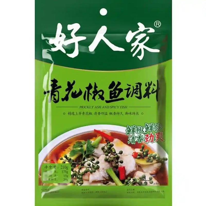 好人家 青花椒鱼 调料 四料包 210克 /Würzsoße Kochsoße mit grün Sichuanpfeffersauce für Fisch 210g HAORENJIA