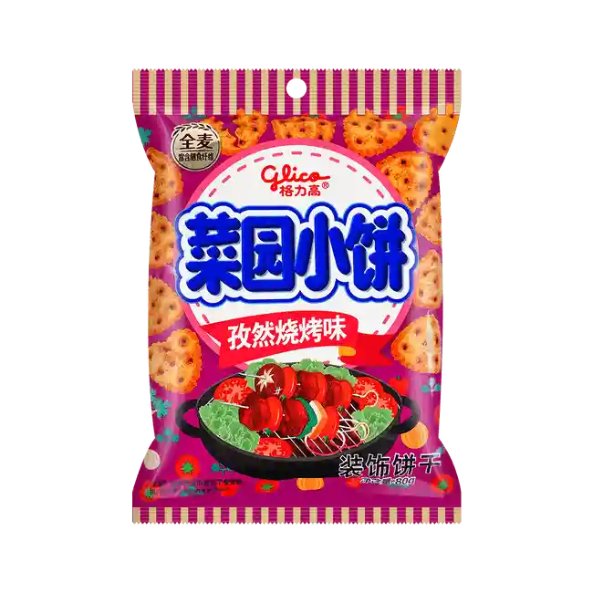 格力高 菜园小饼 孜然烧烤味 80克 /Kekse Kumin-Grillgeschmack 80g GLICO