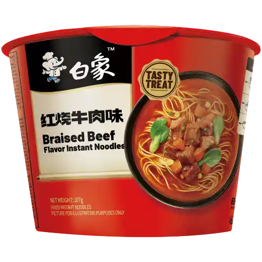 白象方便面 经典红烧牛肉味面 桶装 107克 /Instantnudeln Rindfleischgeschmack CUP 107g BAIXIANG