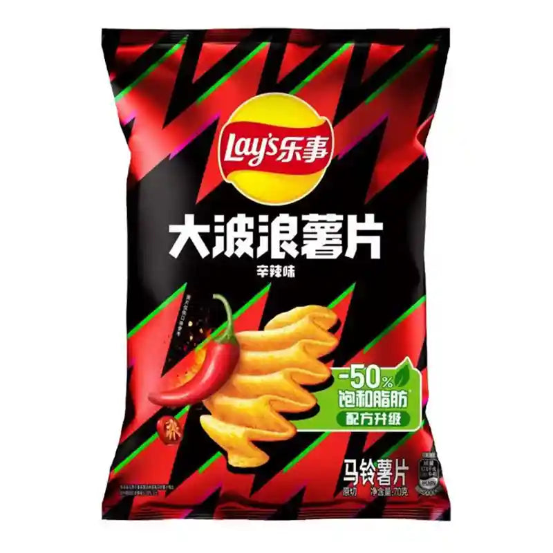 乐事薯片 大波浪薯片 辛辣味 70克 /Big Wave Kartoffelchips scharf 70g Lays