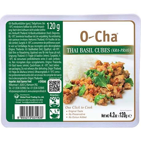 冰冻-Tiefgefroren! 泰国打抛罗勒块 200克 /Thailändisches Basilikum Würfel Kra- Prao 120g O-CHA
