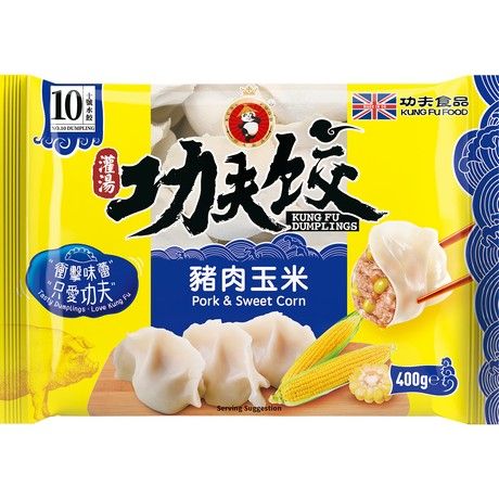冰冻-Tiefgefroren! 灌汤功夫水饺 猪肉玉米饺子 20个 / Dumplings Schweinefleisch Zuckermais 20 STK 400g KUNG FU FOOD